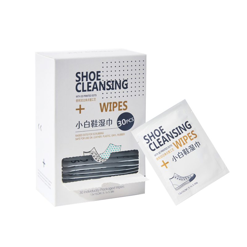 Butil-butil na Dot Plastic Cloth Shoe Cleaning Wipes